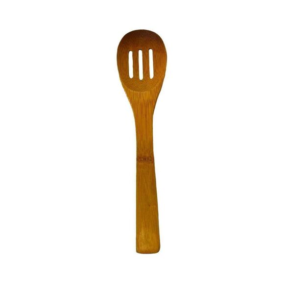 Frying Slotted Wooden Spoon Spatula Round Turner Wok Kitchen Utensil Cooking - Picture 1 of 3
